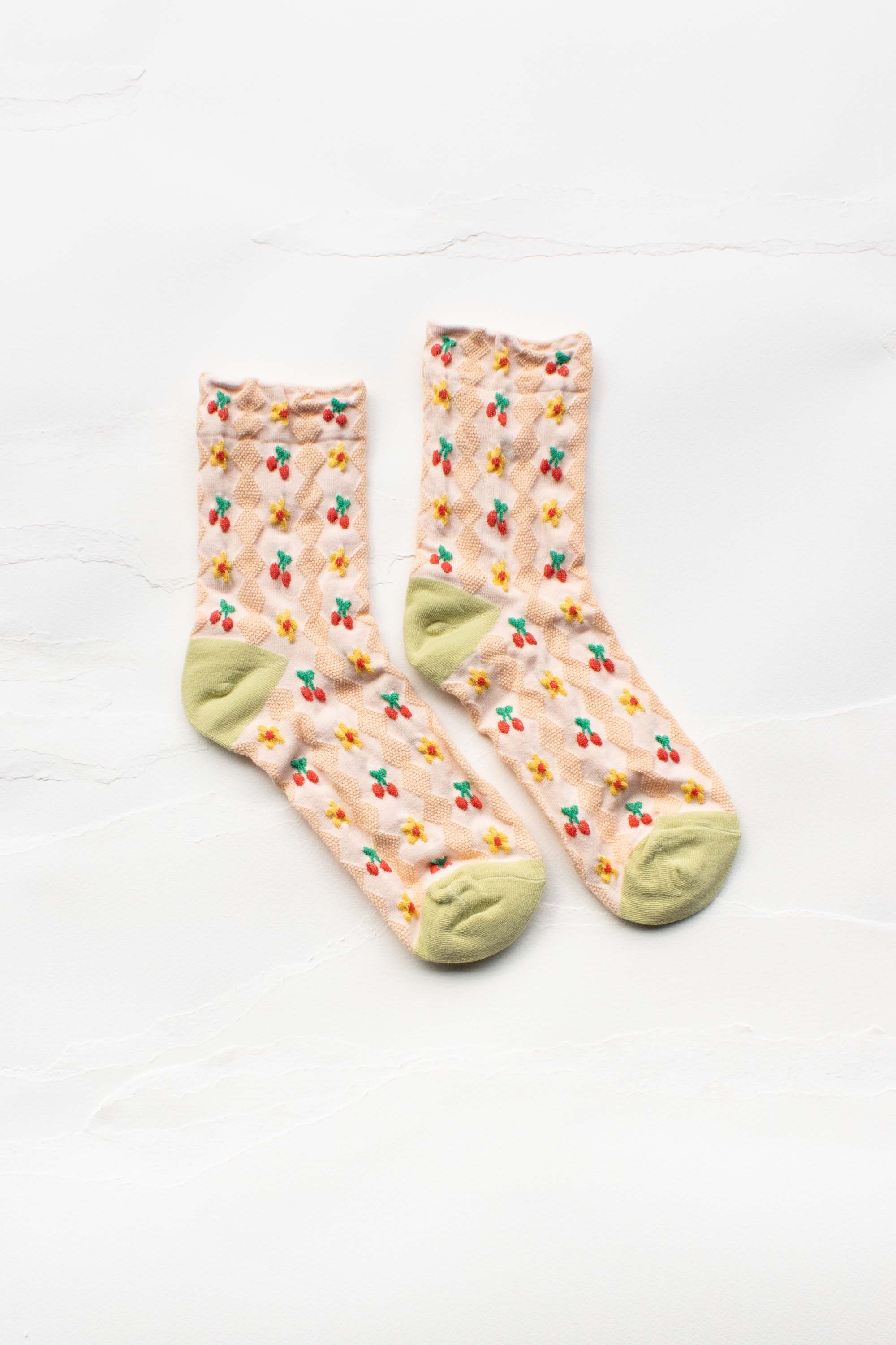 Cherry Floral Pattern Socks