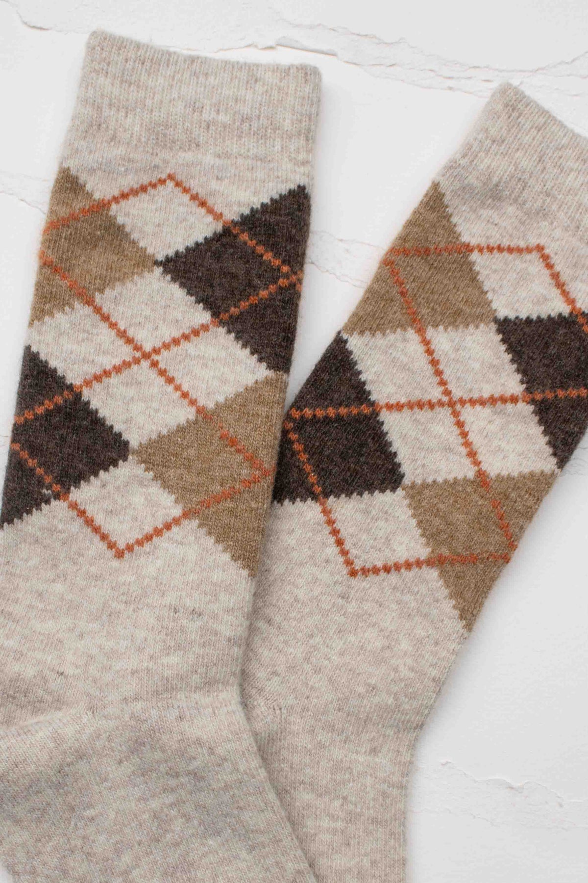 Classic Argyle Wool & Cashmere Blend Crew Socks