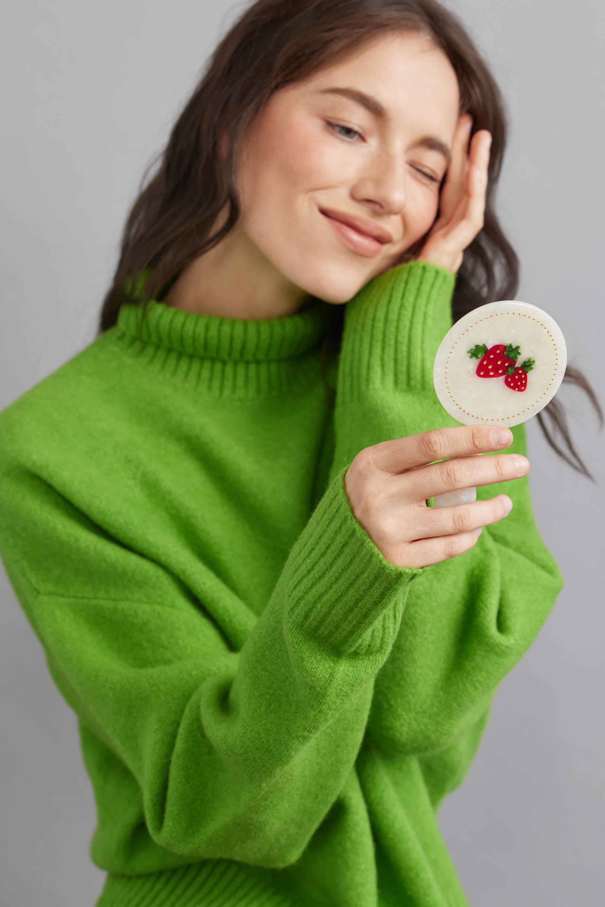 Eco Vintage Strawberry Farm Makeup Mirror with Pouch