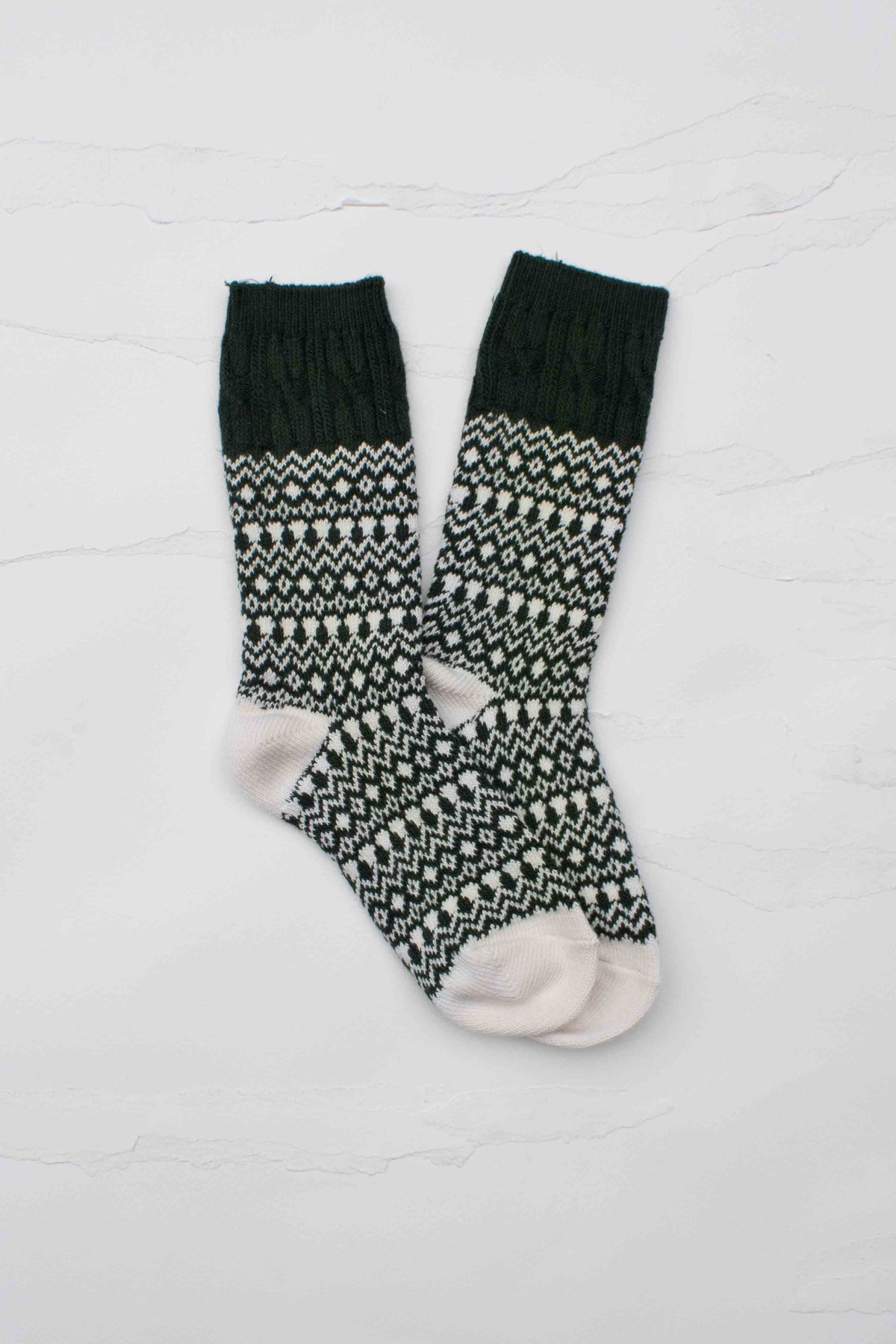 Vintage Fair Isle Wool & Cashmere Blend Crew Socks