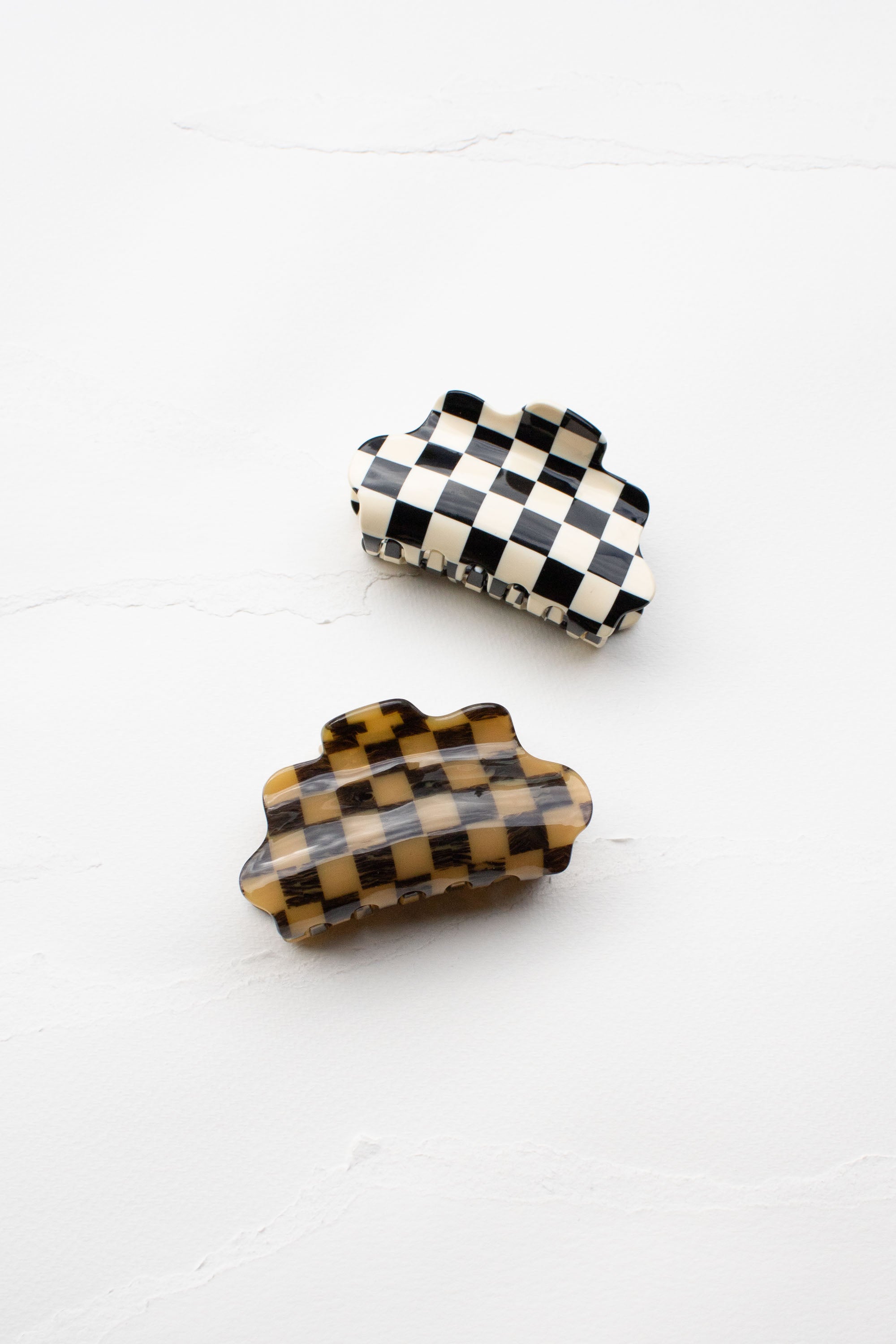 Eco Cloud Checkerboard Pattern Hair Claw Clip