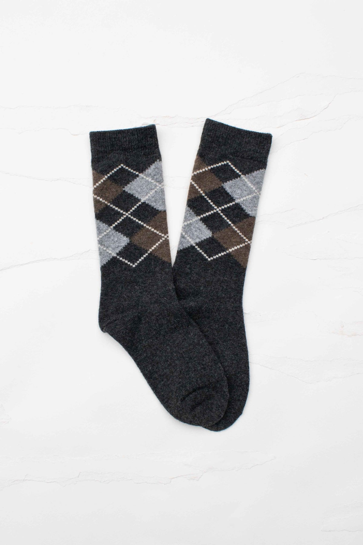 Classic Argyle Wool & Cashmere Blend Crew Socks