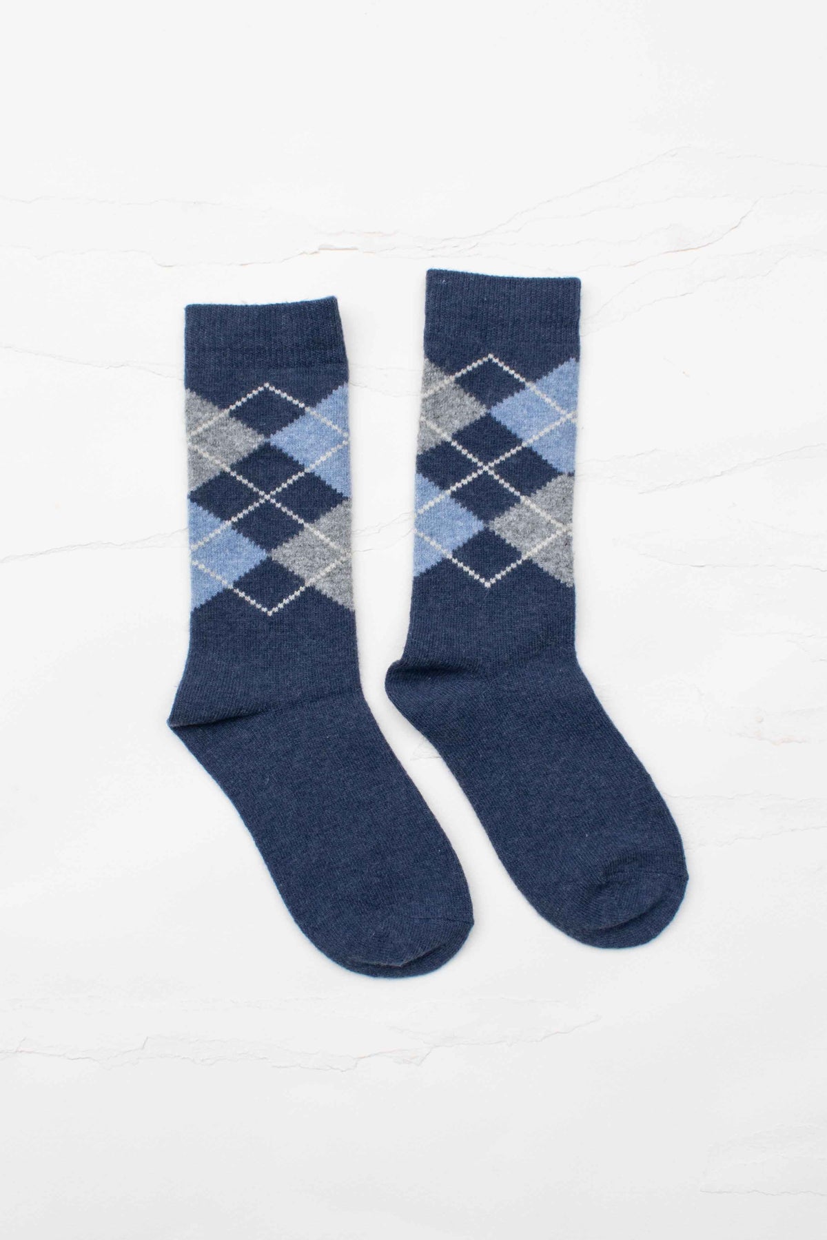 Classic Argyle Wool & Cashmere Blend Crew Socks
