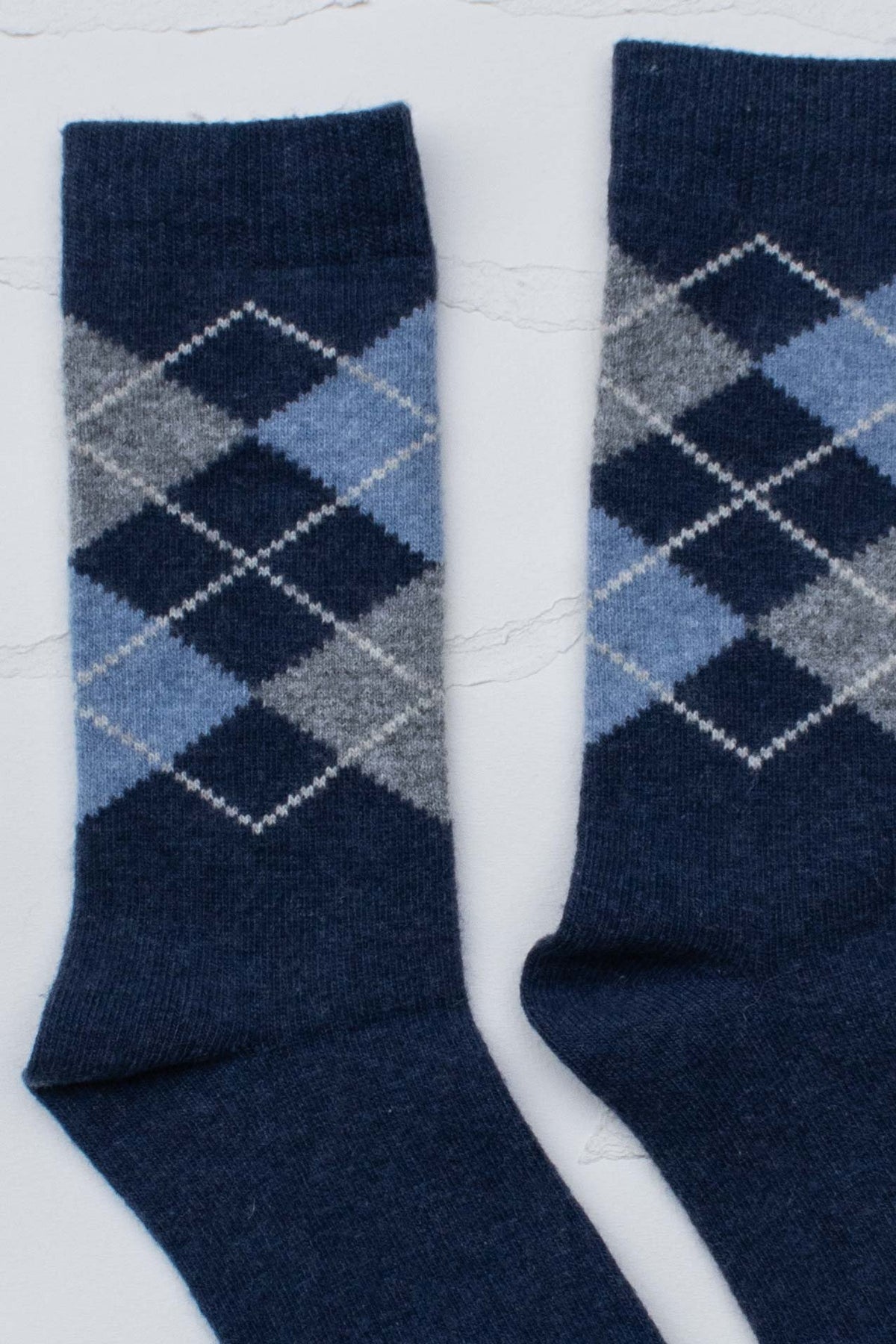 Classic Argyle Wool & Cashmere Blend Crew Socks