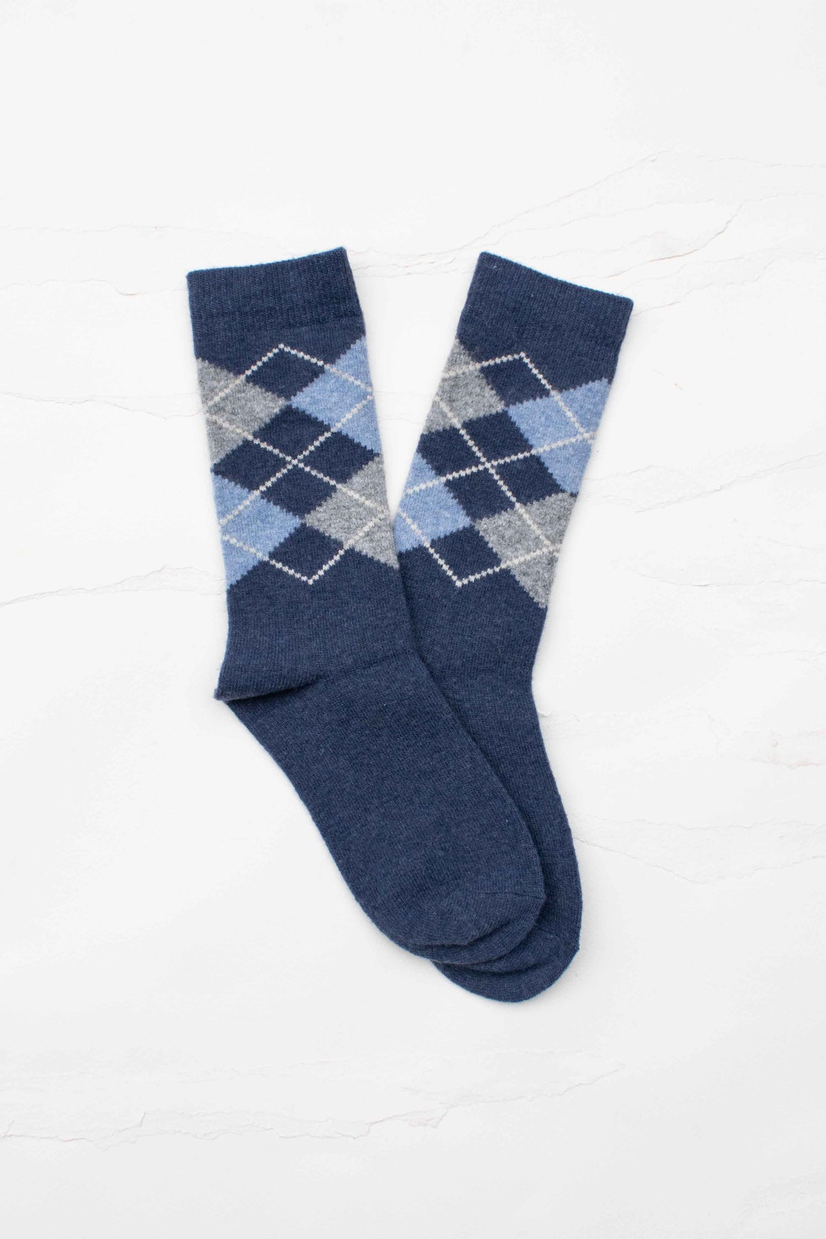 Classic Argyle Wool & Cashmere Blend Crew Socks