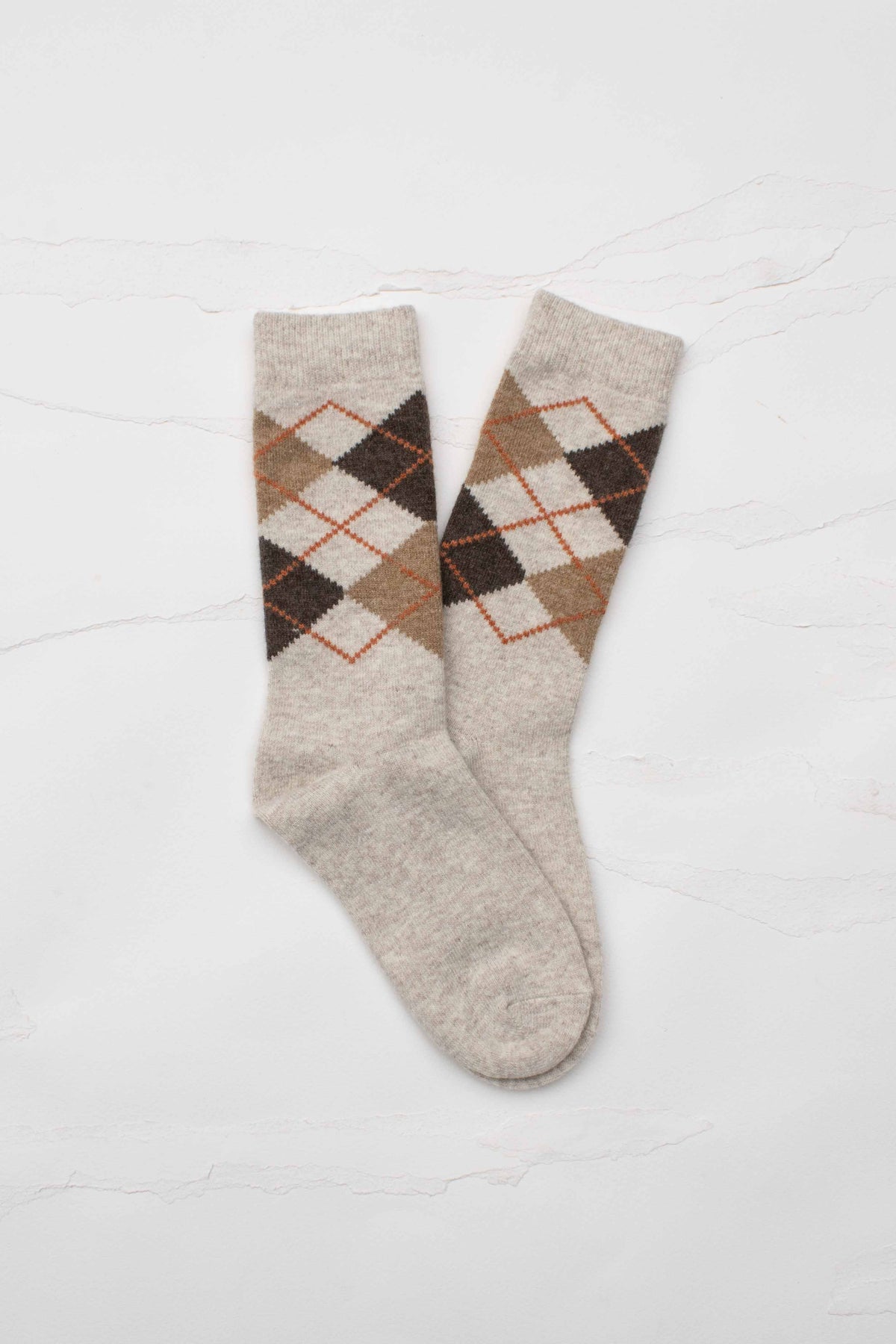 Classic Argyle Wool & Cashmere Blend Crew Socks