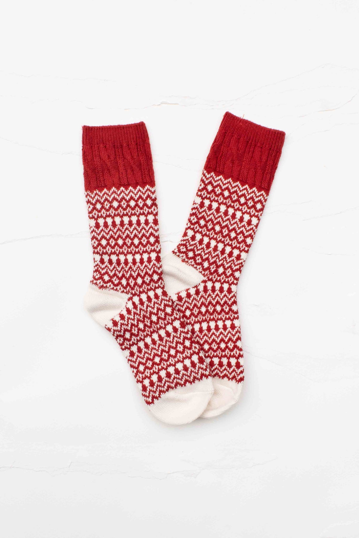 Vintage Fair Isle Wool & Cashmere Blend Crew Socks