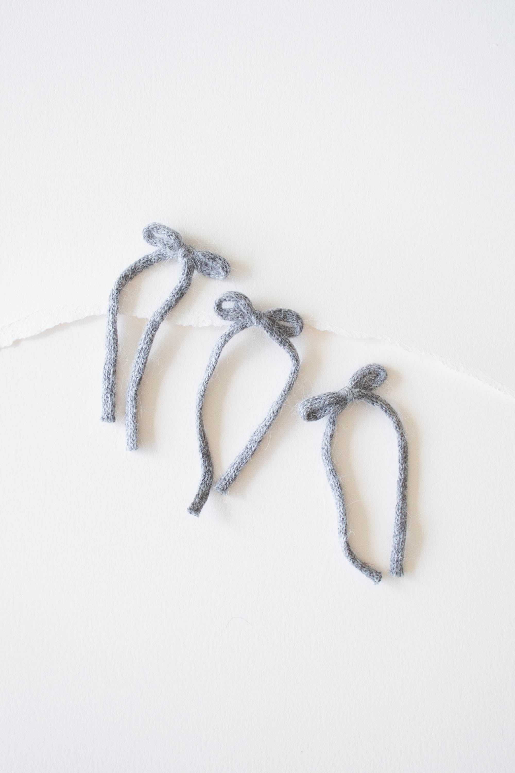 Angora Knit Ribbon Hair Bow Pin Set