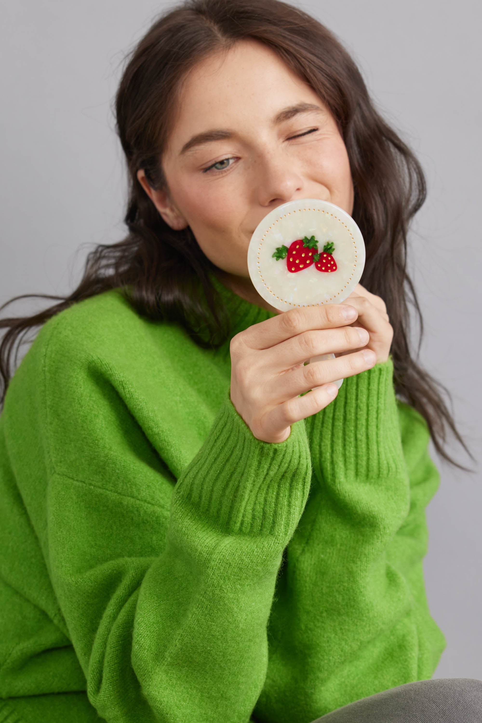 Eco Vintage Strawberry Farm Makeup Mirror with Pouch