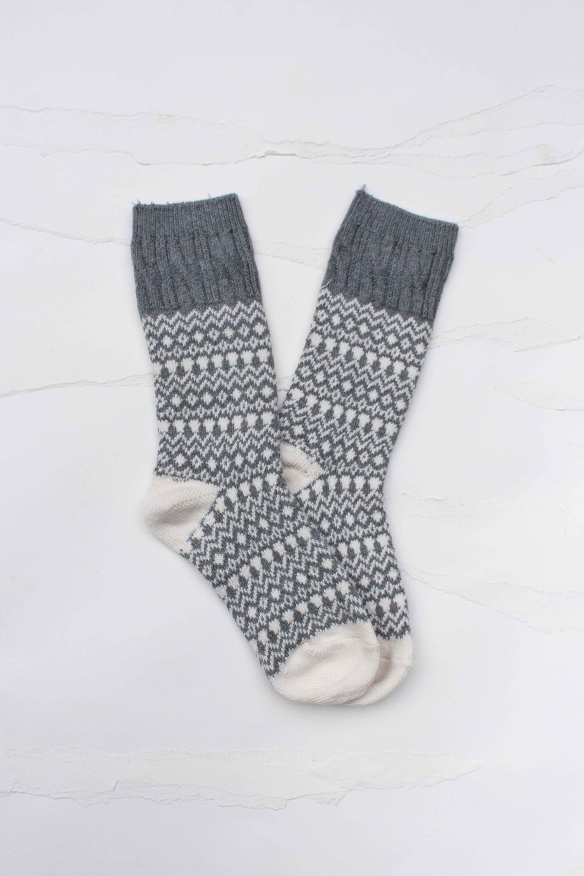 Vintage Fair Isle Wool & Cashmere Blend Crew Socks