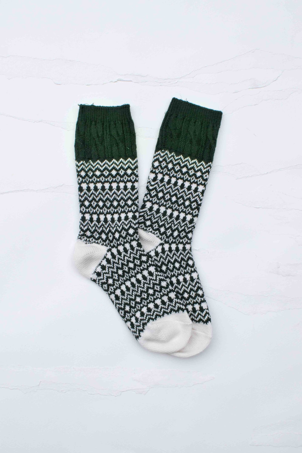 Vintage Fair Isle Wool & Cashmere Blend Crew Socks